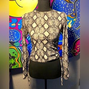 Snakeskin cinched long sleeve
